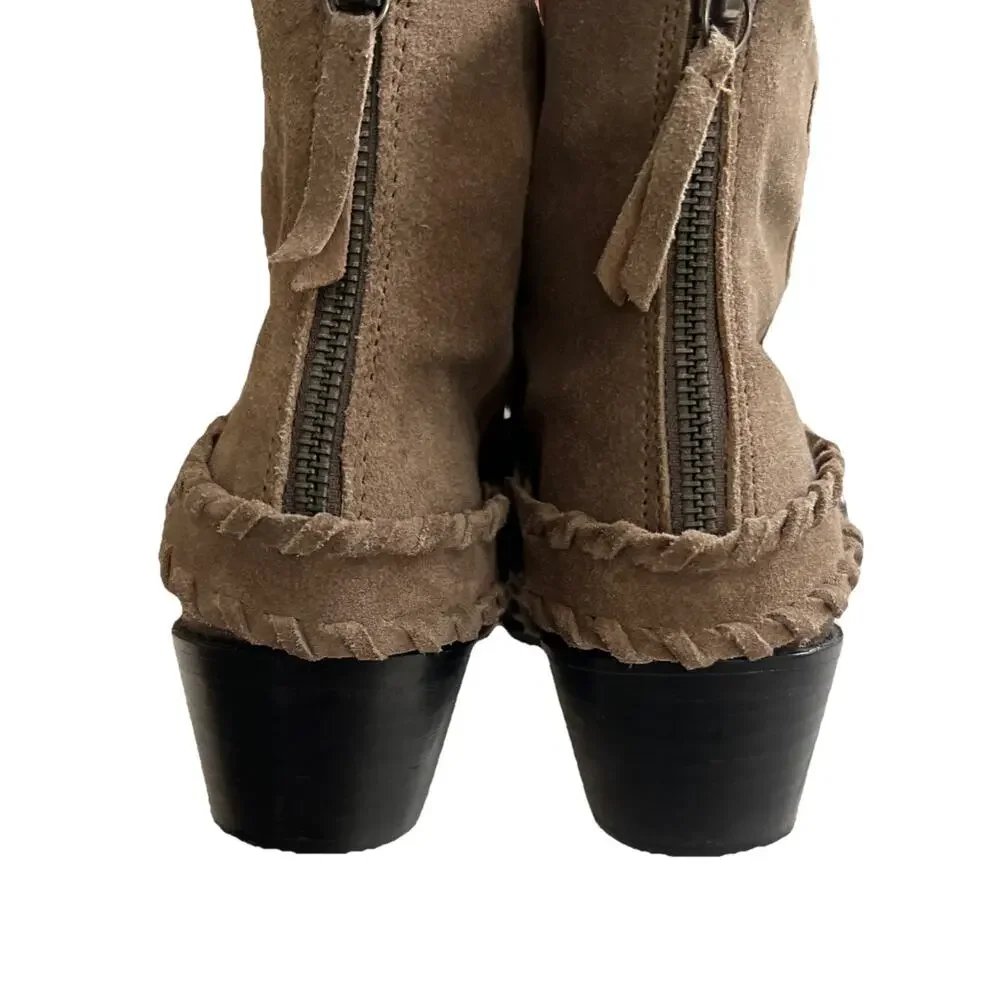 Vintage 7 Alameda Ankle Boot Womens 7.5 Brown Leather Back Zip Harness Western - Picture 4 of 13